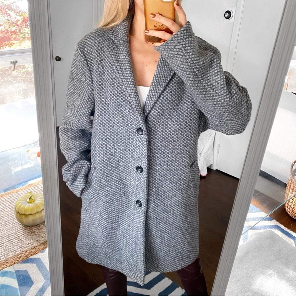 🩶 PLUS TALL WOOL & CO GREY CLASSIC WOOL BLEND WINTER COAT! - Picture 1 of 16